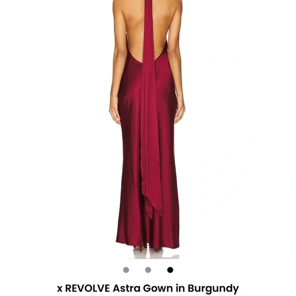 REVOLVE Burgundy Satin Halter Gown - Picture 4 of 4